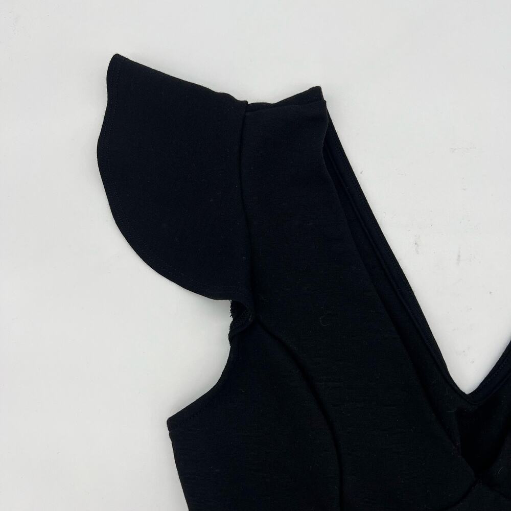 Lulus Linzee Ruffle Stetch Fitted Crop Top Black Womens Size Small - Picture 8 of 13